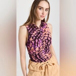 Ulla Johnson Ruched Tie Dye Sleeveless Top